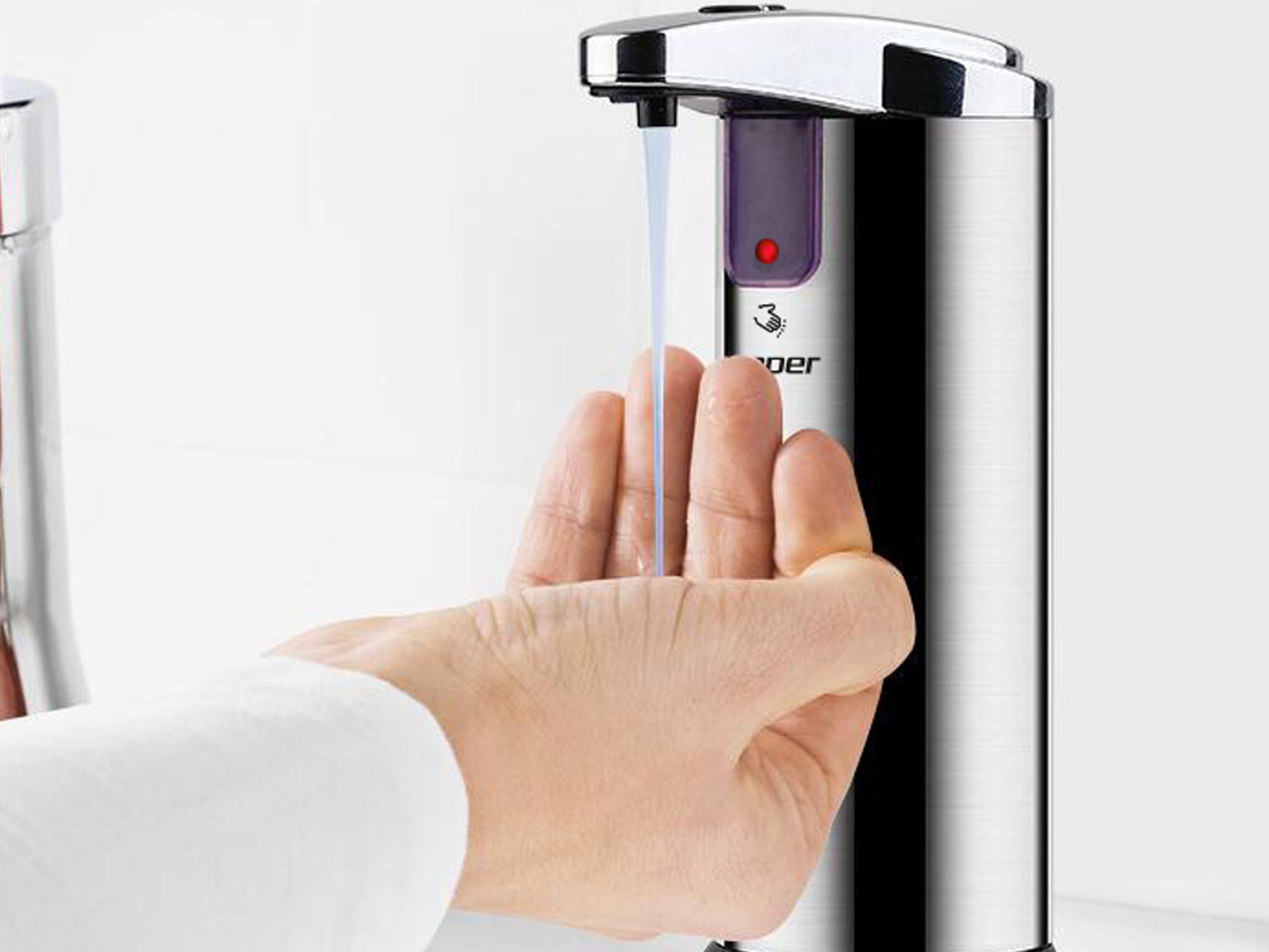 AEUWIER Dispenser di Sapone Automatico 700 ml Shampoo-Behälter für Händedesinfektionsspender an der Wand mit IR-Sensor für Die Küche des Restauranthotels 