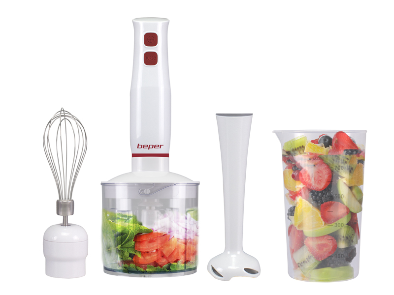 Beper Set Frullatore A Immersione 4in1 - Frullatore elettrico; tritatutto ;mescolatore