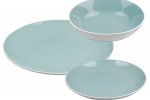 Set 18 piatti (6 fondi + 6 piani + 6 frutta) colore Tiffany