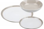 Set 18 piatti (6 fondi + 6 piani + 6 frutta) colore Tortora